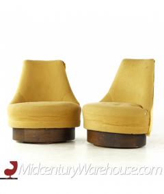 Adrian Pearsall Adrian Pearsall for Craft Associates Mid Century Walnut Swivel Chairs Pair - 3047787
