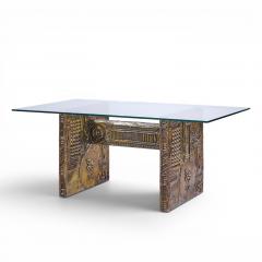 Adrian Pearsall Adrian Pearsall for Craft Associates Midcentury Brutalist Glass Top Dining Table - 4615823