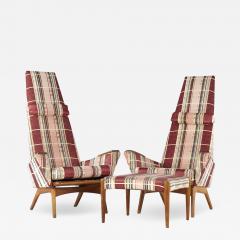 Adrian Pearsall Adrian Pearsall for Craft Associates Slim Jim Highback Lounge Chair Pair - 3758355