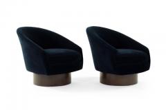 Adrian Pearsall Adrian Pearsall for Craft Associates Swivel Chairs in Deep Blue Mohair - 1853810