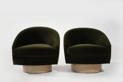 Adrian Pearsall Adrian Pearsall for Craft Associates Swivel Chairs in Olive Velvet C 1950s - 3728888