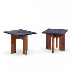 Adrian Pearsall Adrian Pearsall for Craft Associates Walnut and Slate Top Side Tables Pair - 4480202
