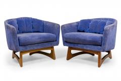 Adrian Pearsall Adrian Pearsall for Craft AssociatesWalnut and Velour Curved Back Armchairs - 2791950