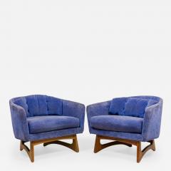 Adrian Pearsall Adrian Pearsall for Craft AssociatesWalnut and Velour Curved Back Armchairs - 2793527