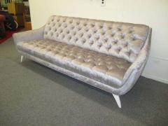 Adrian Pearsall Amazing Regency Modern Silver Grey Velvet Tufted Sofa Mid Century Modern - 1796215