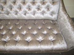 Adrian Pearsall Amazing Regency Modern Silver Grey Velvet Tufted Sofa Mid Century Modern - 1796222