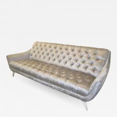 Adrian Pearsall Amazing Regency Modern Silver Grey Velvet Tufted Sofa Mid Century Modern - 1797935