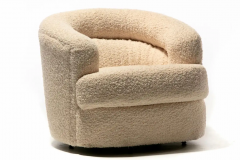 Adrian Pearsall Ivory Boucl Post Modern Swivel Chairs Ottoman Attributed to Adrian Pearsall - 2709524