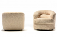 Adrian Pearsall Ivory Boucl Post Modern Swivel Chairs Ottoman Attributed to Adrian Pearsall - 2709539