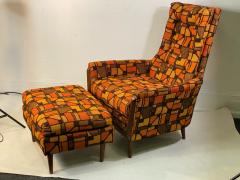 Adrian Pearsall MID CENTURY ADRIAN PEARSALL LOUNGE CHAIR AND OTTOMAN WITH ORIGINAL MOD FABRIC - 1573956