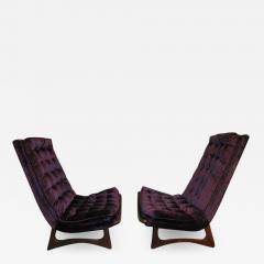 Adrian Pearsall Magnificent Pair of Adrian Pearsall Tall Tufted Sculptural Walnut Scoop Chairs - 1171780