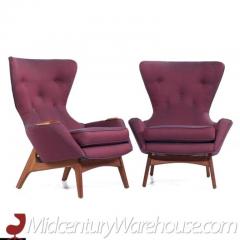 Adrian Pearsall Mid Century 2231 C Walnut Wingback Lounge Chairs Pair - 3408426