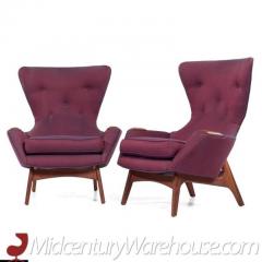 Adrian Pearsall Mid Century 2231 C Walnut Wingback Lounge Chairs Pair - 3408427