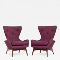 Adrian Pearsall Mid Century 2231 C Walnut Wingback Lounge Chairs Pair - 3409422