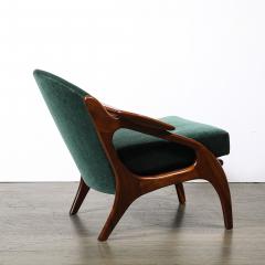 Adrian Pearsall Mid Century 2249 C Lounge Chair in Walnut Viridian Velvet by Adrian Pearsall - 4566397