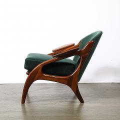 Adrian Pearsall Mid Century 2249 C Lounge Chair in Walnut Viridian Velvet by Adrian Pearsall - 4566406