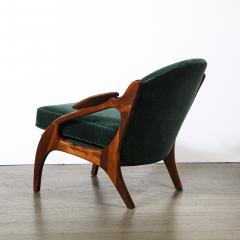 Adrian Pearsall Mid Century 2249 C Lounge Chair in Walnut Viridian Velvet by Adrian Pearsall - 4566407