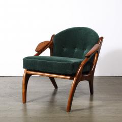 Adrian Pearsall Mid Century 2249 C Lounge Chair in Walnut Viridian Velvet by Adrian Pearsall - 4566480