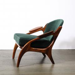 Adrian Pearsall Mid Century 2249 C Lounge Chair in Walnut Viridian Velvet by Adrian Pearsall - 4566484