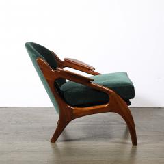 Adrian Pearsall Mid Century 2249 C Lounge Chair in Walnut Viridian Velvet by Adrian Pearsall - 4566537