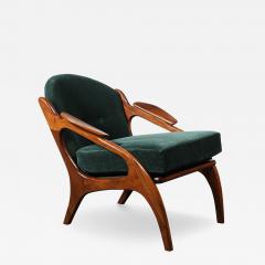 Adrian Pearsall Mid Century 2249 C Lounge Chair in Walnut Viridian Velvet by Adrian Pearsall - 4567871
