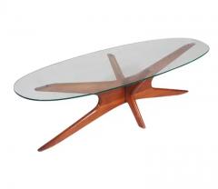 Adrian Pearsall Mid Century Modern Oval Walnut and Glass Cocktail Table by Adrian Pearsall - 3617190