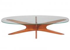 Adrian Pearsall Mid Century Modern Oval Walnut and Glass Cocktail Table by Adrian Pearsall - 3617191