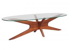 Adrian Pearsall Mid Century Modern Oval Walnut and Glass Cocktail Table by Adrian Pearsall - 3617192