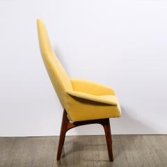 Adrian Pearsall Mid Century Walnut Back Chair in Yellow Loro Piana Cashmere by Adrian Pearsall - 2050284