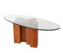 Adrian Pearsall Midcentury Danish Modern Walnut and Oval Glass Cocktail Table in Art Deco Form - 2453884