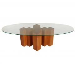 Adrian Pearsall Midcentury Danish Modern Walnut and Oval Glass Cocktail Table in Art Deco Form - 2453888
