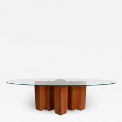 Adrian Pearsall Midcentury Danish Modern Walnut and Oval Glass Cocktail Table in Art Deco Form - 2459791