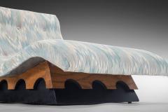 Adrian Pearsall Original Sky Blue Jack Lenor Larsen Flame Stitch Pattern Wave Lounge Chair - 2590728