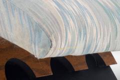 Adrian Pearsall Original Sky Blue Jack Lenor Larsen Flame Stitch Pattern Wave Lounge Chair - 2590744