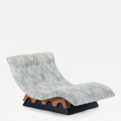 Adrian Pearsall Original Sky Blue Jack Lenor Larsen Flame Stitch Pattern Wave Lounge Chair - 2596245