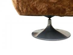 Adrian Pearsall Pair Adrian Pearsall Barrel Form Swivel Chairs Brown Fur Upholstry Tulip Bases - 3080442