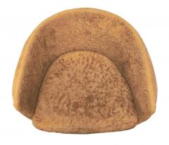 Adrian Pearsall Pair Adrian Pearsall Barrel Form Swivel Chairs Brown Fur Upholstry Tulip Bases - 3080453