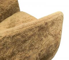 Adrian Pearsall Pair Adrian Pearsall Barrel Form Swivel Chairs Brown Fur Upholstry Tulip Bases - 3080458