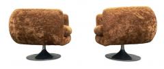 Adrian Pearsall Pair Adrian Pearsall Barrel Form Swivel Chairs Brown Fur Upholstry Tulip Bases - 3080508