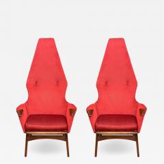 Adrian Pearsall Pair Mid Century Modern Sculptural High Back Lounge Chairs by Adrian Pearsall - 2064746