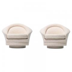 Adrian Pearsall Pair of Adrian Pearsall Swivel Chairs in Ivory Boucl c 1970s - 2231689