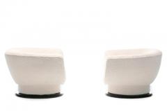 Adrian Pearsall Pair of Adrian Pearsall Swivel Lounge Chairs in Ivory Boucl with Walnut Bases - 1978693