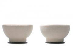 Adrian Pearsall Pair of Adrian Pearsall Swivel Lounge Chairs in Ivory Boucl with Walnut Bases - 1978694