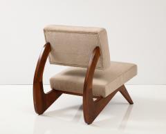 Adrian Pearsall Pair of Walnut Sculptural Lounge Chairs in Taupe Wool Mohair by Pierre Frey - 3210576