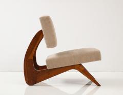 Adrian Pearsall Pair of Walnut Sculptural Lounge Chairs in Taupe Wool Mohair by Pierre Frey - 3210577