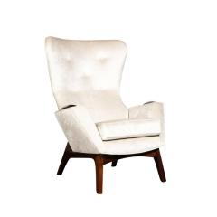 Adrian Pearsall Pair of Walnut Velvet Wing High Button Back Adrian Pearsall Chairs - 3409087