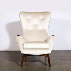 Adrian Pearsall Pair of Walnut Velvet Wing High Button Back Adrian Pearsall Chairs - 3409089