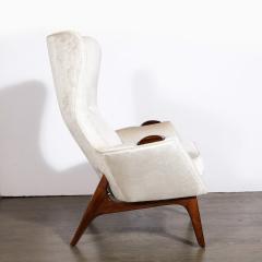Adrian Pearsall Pair of Walnut Velvet Wing High Button Back Adrian Pearsall Chairs - 3409170