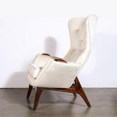 Adrian Pearsall Pair of Walnut Velvet Wing High Button Back Adrian Pearsall Chairs - 3409212