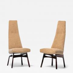 Adrian Pearsall Set of 12 Adrian Pearsall Sculptural High Back Dining Chairs in Latte Boucl  - 3496512